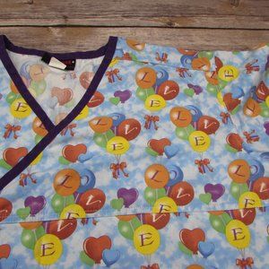 Melrose Love Balloons Medium Scrub Top